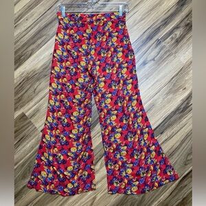 Urban Outfitters Red Floral Wide Leg Pants
